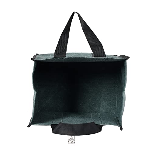 Image of Medium Heavy Duty Canvas Grocery Bag (Thela) | Reusable Shopping Tote Bag for Vegetables, Groceries & Lunch Carry | Durable Cloth Market Bag with Strong Handles | 12 x 9 x 14.5 Inches