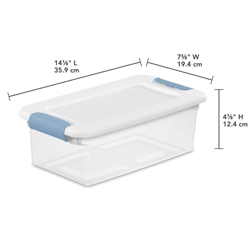 Image of Sterilite 48-Pack Latching Box, Under Bed Storage Bins with Lids, Clear Plastic, 6 Quart - Heavy-Duty Organizing Containers for Closet, Bathroom, and Office