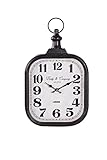 Dozily Rectangle Vintage Wall Clocks Battery Operated Silent Non-Ticking Decor Wall Clocks Dark Brow