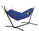 Lazy Daze Hammocks Hamaca doble con soporte de acero que ahorra espacio de 9 pies, capacidad de 450 libras (azul oscuro)
