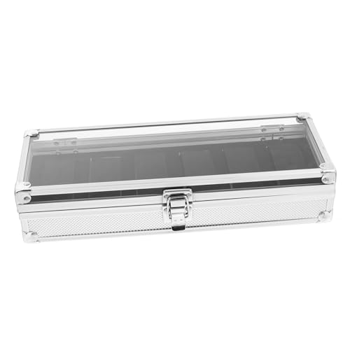 Boîte à montre aluminium fenêtre transparente boîte bijoux homme femme argenté