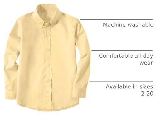 Image of Boys' Button Down Dress Shirts Kids Long Sleeve Solid Collared Uniform Shirt for Toddler Boy (Size 2T-20)