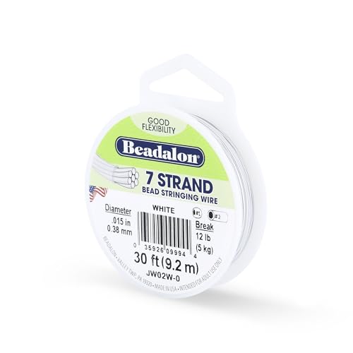 Beadalon 7-Strand Stainless Steel Beading Wire, .015 in / 0.38 mm - White