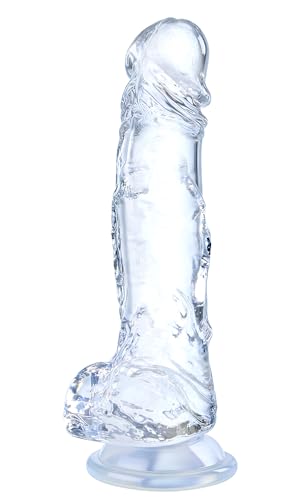 Clear Anal Dildo Sex Toys Insertable 5.1 Realistic Soft Silicone Dildos Penis with Strong Suction Cup for Vagina G-Spot Sex Stimulation Small Curved Strap on Dildo Sex Toy for Beginner Women Men
