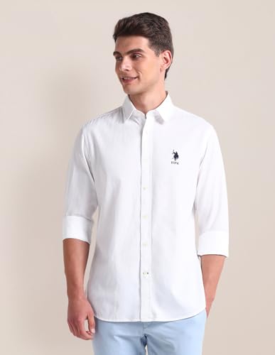 Image of U.S. POLO ASSN. Tailored Fit Cotton Shirts for Men - 100% Cotton, Patterned, Full Sleeve Mens Casual Shirts