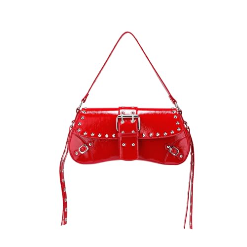 FrexCheng Cute Y2K Purse Shoulder Bag with Chain Strap Versatile Handbag for Women Perfect for Daily Use Parties & Travel (Red-2)