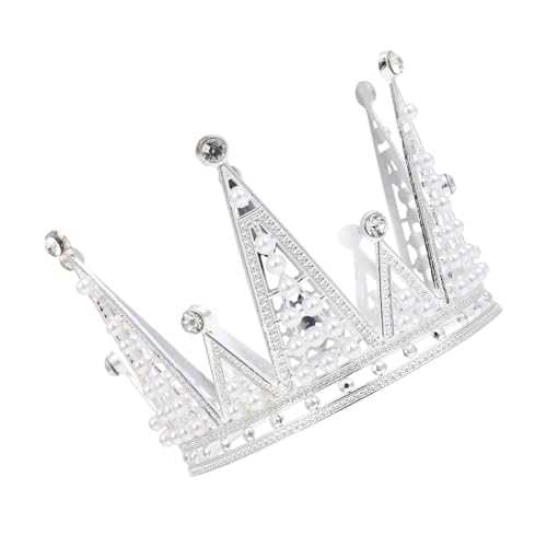 INOOMP Adorno para Tarta de Cumpleaños Diadema de Perlas Plateada, Decoración Elegante para Pasteles Infantiles, Accesorio No Comestible para Fiestas y Celebraciones