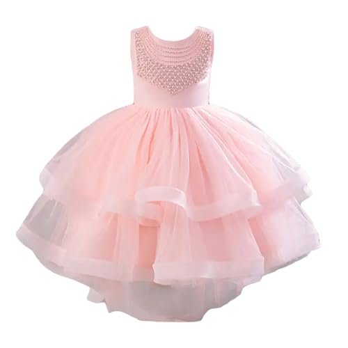 Image of Hopscotch Girls Sleeveless Pink Beaded Cascade Dress