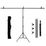 PHMOJEN T-Shape Aluminum Alloy Backdrop Stand Kit, 6.56×6.56ft(2m×2m), Adjustable Portable Photography Background Stand（with 3 Spring Clamps） PQ001