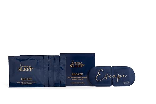 Sensory Retreats Escape Self Heating Eye Mask - Pack of 5 Single Use Masks, Jasmine Scented Heated Eye Mask, Soothing Disposable Sleep Masks with Heat - Ideal Warming Eye-mask for Travel
