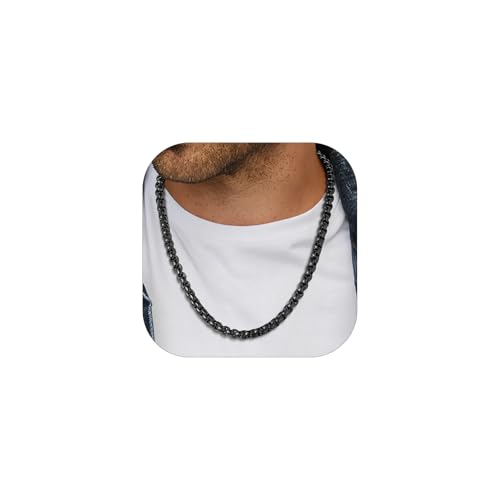 PROSTEEL Squre Rolo Link Chains, Stainless Steel/18K Gold/Black Necklace,2mm/3mm/6mm/9mm Width, Strong Lobster Clasp & Durable Chain for Mens Womens Jewelry,18"-30",with Gift Box 20 inches 8