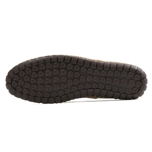 Image of Men's Slip-On Loafers Mules Clog Handmade Leather Slippers Hand Stitched no-Heel Casual Shoes for Men Breathable Comfortable Soft