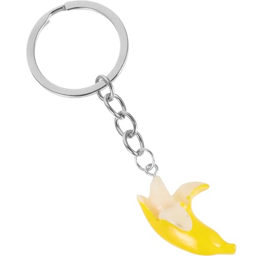 MAGICLULU Llavero de Plátano Amarillo Realista Colgante de Resina Divertido Accesorio Clave para Mujer y Llavero para Llaves de Coche Adecuado para Obsequio Escolar y Uso Diario