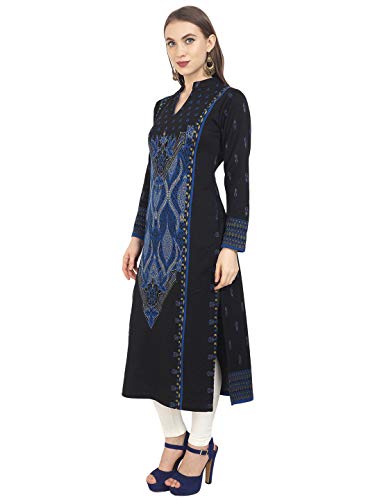 Image of Rosary Women's Winter Wear Solid Woolen Warm Straight Kurti with 2 Side Pockets