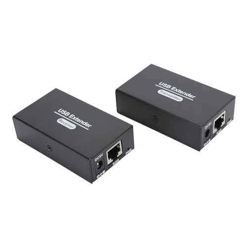 Estensore USB 2.0, 4 Porte su Rete Cat5e Cat6 Cat7 Fino a 120 Metri, Estensione LAN Ethernet, Compatibile con Windows macOS Android Linux, Alimentatore Europeo