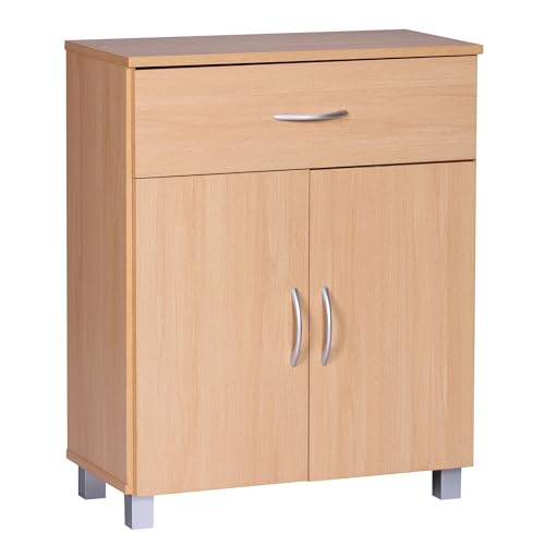 FineBuy Buffet bois Hêtre 60 x 75 x 30 cm deux portes | Armoire à usages multiples design moderne | Salle à manger buffet espace de sauvegarde | Étagère...