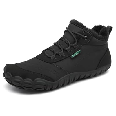 SAGUARO Barefoot Botas Hombre Invierno Botines Mujer Invierno Cómodas Botas Nieve Zapatillas Antideslizante Botas Minimalistas Zapatos Nieve Negro EU Gr.42
