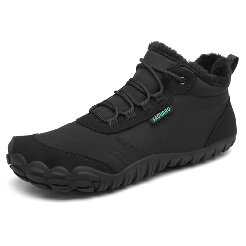 SAGUARO Botas Mujer Invierno Botines Hombre Cálido Botas para Nieve Botines Outdoor Barefoot Zapatos Invierno Zapatillas Minimalistas Negro,EU Gr.39