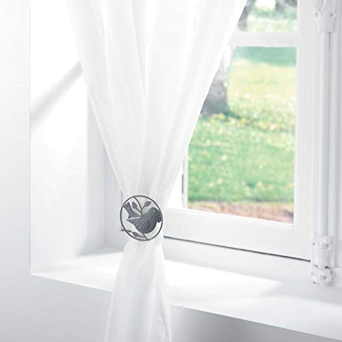Douceur d'Intérieur, Passero 2 Clip Tiebacks (Diameter 8 cm) Grey Painted Metal, Gray, (0) 8 CM - Image 2