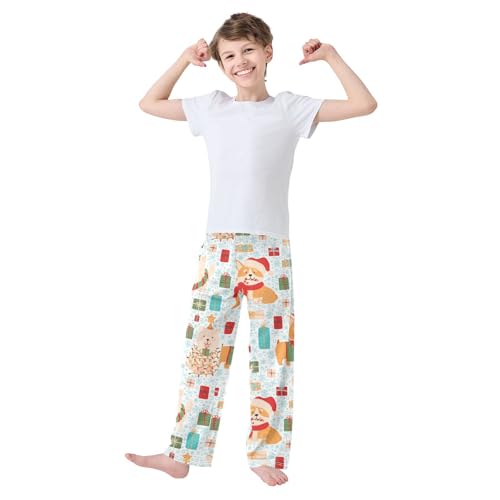 Boys' Pants Christmas Dogs Cute Puppy Gifts Long Bottoms Jogger Pants Elastic Waist Trousers with Pockets S-XL2