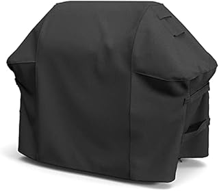 Grill Cover for Weber Genesis 300 Series, Heavy Duty Gas Grill Cover with Double Straps and Built-in Vents, Windproof & Waterproof, 60-Inch, Black