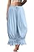 TARSE Women Linen Lace Trim Long Bloomers Pants Y2K Ruffle Victorian Vintage Pantaloons Summer Beach Travel Vacation Pants(AquaBlue, XXL)
