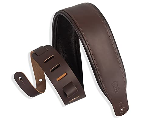 Instrumentos Musicales, Musical Instruments Levy's Leathers - Correa de piel para guitarra de 7.6 cm de ancho con acolchado de espuma y respaldo de cuero para prendas; marrón oscuro (M26PD-DBR_DBR)