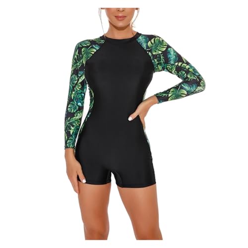 Traje de Buceo Traje De Baño Una Pieza Manga Larga For Mujer, Surf con Cremallera, Protección Solar(White,S)