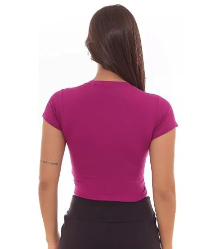Blusa Cropped Nózinho Viscolycra Feminina (BR, Alfa, Único, Regular, Roxo)