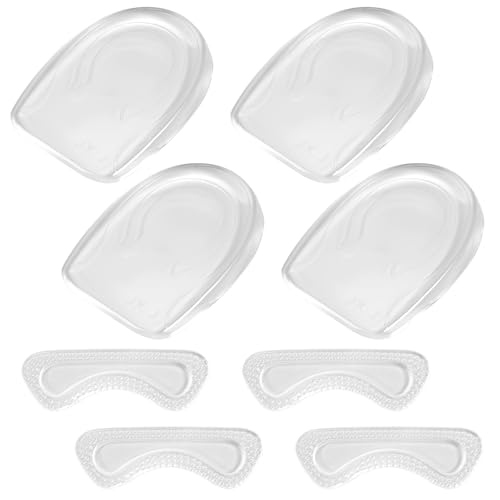4 Pares Taloneras de Silicona Transparente, Taloneras Plantillas Altura Plantar Gel, Almohadillas para Talones, Plantillas de Silicona Altura Hombre y Mujer, para Fascitis Plantar, Tendinitis (2 cm)
