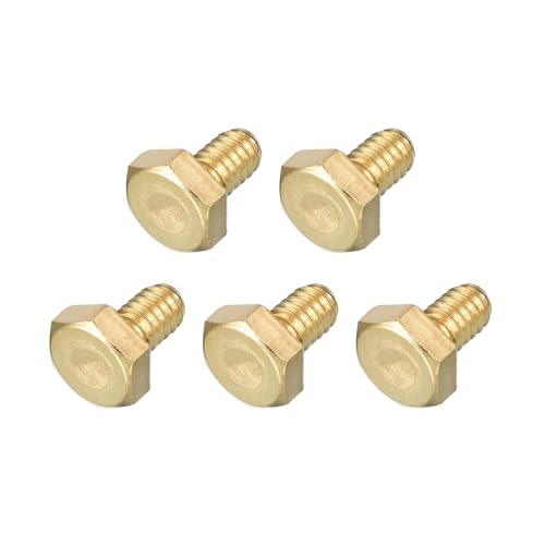 Image of METALLIXITY Hex Head Screw Bolt (1 /4-20x3 /8) 5Pcs, Brass Fully Threaded Solid Brass Hex Bolts Machine Screws - for Machinery Repair