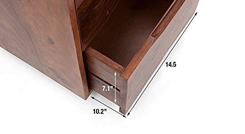 Image of Urban Ladder Zephyr Solid Wood Bed Side Table (Teak Finish)
