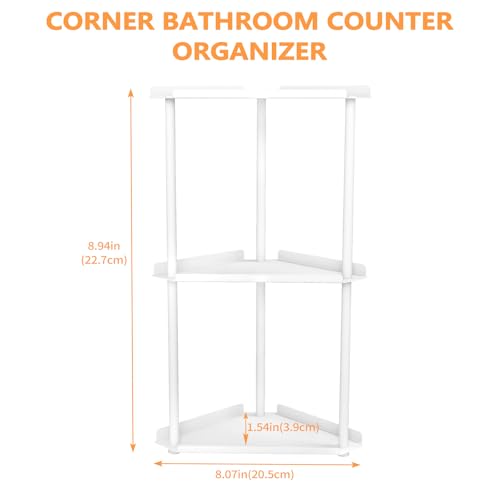 Image of FLE Corner Bathroom Counter Organizer, Bathroom Organizer Countertop White | 3 Tier Corner Shelf, Tabletop Mount,Waterproof solid shelf fits bathroom toiletries and kitchen condiment storage.