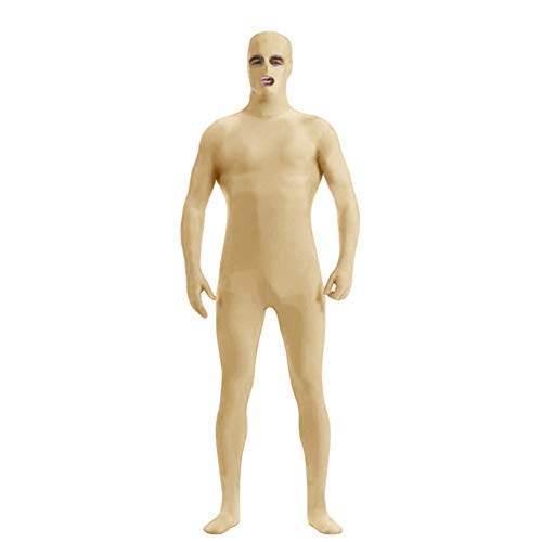 Yuanu Unisexe Zentai Cosplay Scène Performance Costume Couleur Unie Seconde Peau Costume Deguisement Combinaison Intégrale Exposés Yeux et Bouche Chair L Cover