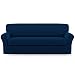 Easy-Going 2 Pieces Microfiber Stretch Sofa Slipcover – Spandex Soft Fitted Sofa Couch Cover, Washable Furniture Protector with Elastic Bottom for Kids,Pet （Sofa，Navy）