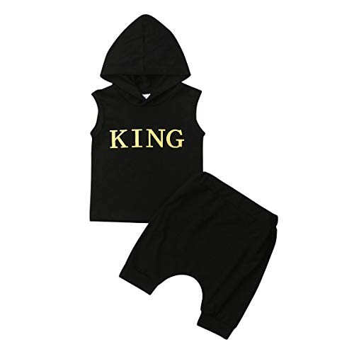 Image of Newborn Infant Toddler Baby Boy Gold King Letter Hoodie Top Short Pants Outfits Clothes Set