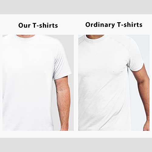 Natural Feelings Men's Cotton Undershirts - Casual White Crew Neck T-Shirts, Pack M #TOP3