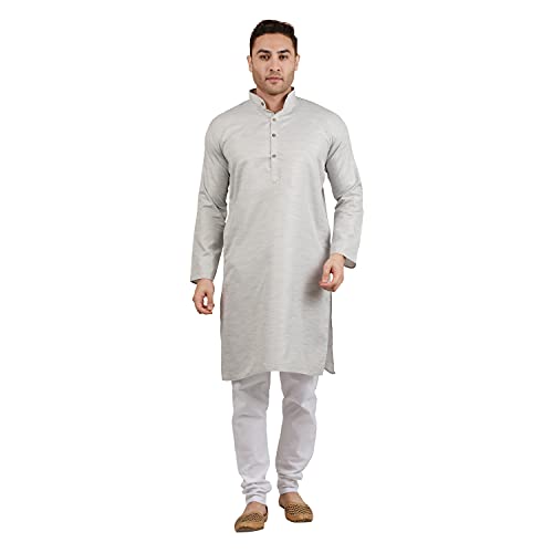 Image of LUCKWIN Handloom Blend Kurta Pyjama Set for Men, Full-Sleeve, Mandarin Collared Neck, Ideal for Every Occasion, Cotton Made, Lightweight and Comfortable