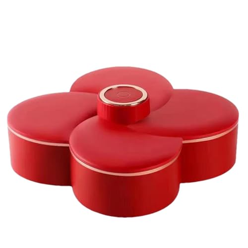 Bandeja giratoria para frutas – Caja de almacenamiento de aperitivos con forma de flor | Bandeja giratoria para frutas de caramelo, contenedor reutilizable con compartimento, bandeja para dulces