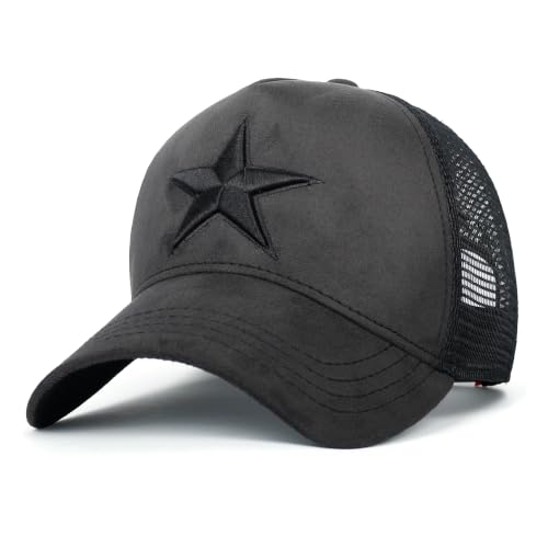 ililily Star Embroidery Black White Trucker Hat Cotton Baseball Cap product thumbnail 10