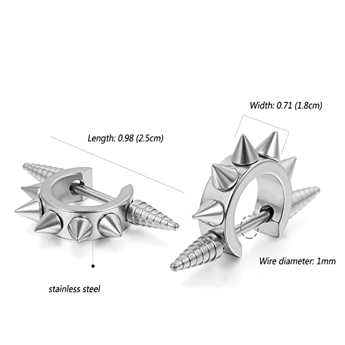 Aroncent 10PCS Punk Gothic Earrings for Men Stainless Steel Spike Earrings Anime Earrings for Men Women Rivet Cone Fake Taper Mens Earrings3