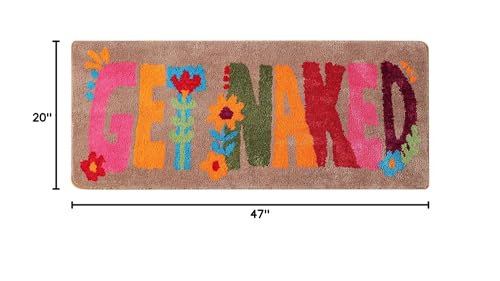 Get Naked Bath Mat Boho Runner 20x47 Long Bathroom Rugs Non Slip Absorbent Cute Funny Thick Shaggy Area Rug Floor Mats for Tub, Machine Washable (Brown)