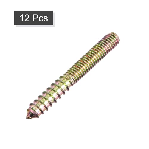 Image of uxcell 3 /8-16x3-1 /4 Hanger Bolts, 12pcs Double Ended Screws Wood Dowel Screws for Furniture