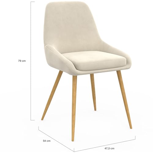 Lot de 4 chaises THALYA en velours et pieds effet bois avec accoudoirs - vue 3