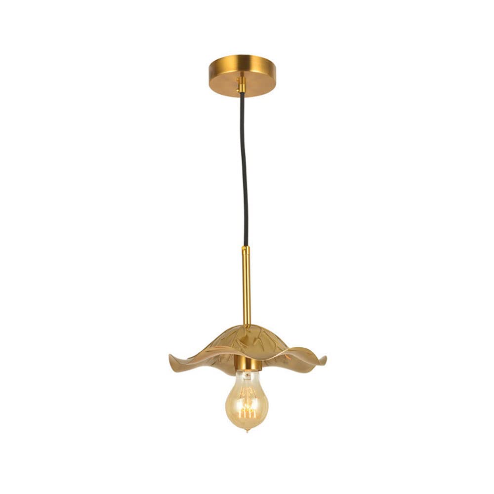Lámpara colgante Retro Creativa de latón con Forma de hoja de Loto y personalidad nórdica, Luz LED, iluminación E27