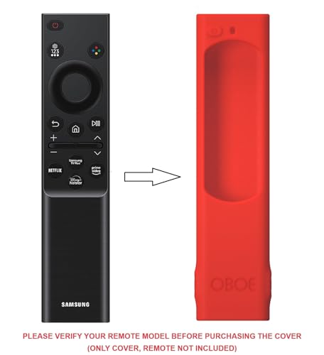 Image of OBOE Silicone TV Remote Cover for Samsung BN59-01311 QLED, Red | Half Wrap Protective Case, With Loop, Remote Not Included