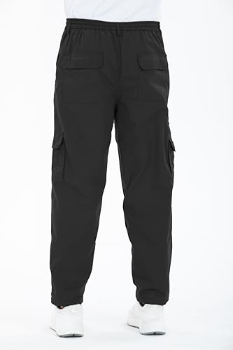 Kendindza Thermo Cargohose Herren Winter Arbeitshose Herren Cargo Hosen Herren gefüttert Wanderhose Herren Cargo Hose Arbeitshosen männer Thermohose Schwarz XL