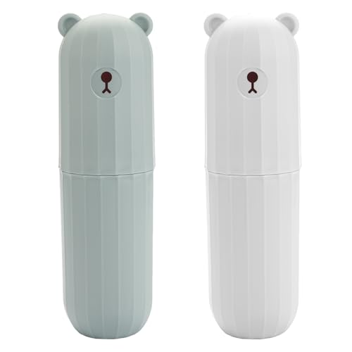2 Pezzi Porta Spazzolino Bambini, Portaspazzolino da Viaggio, Custodia Spazzolino, Plastica Portatile Portaspazzolini da Viaggio Copri Spazzolino, Adatto per Casa, Scuola, Viaggio, Campeggio