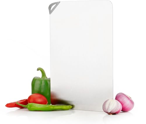 Image of Btop Stainless Steel Chopping Board, Corrosion Resistant, Waterproof, Rust-Proof, Professional Kitchen Equipment (Steel Side Handle Chopping Board)