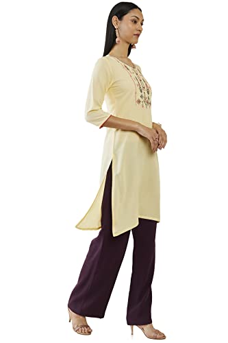 Image of Soch Women Yellow Rayon Embroidered Kurta